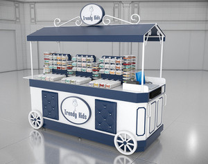 Chariot mobile de présentation de cupcakes <span class=keywords><strong>à</strong></span> poussée manuelle Conception de comptoir de snack-bar utilisé dans les centres commerciaux ou les magasins avec roues - Product Image 4