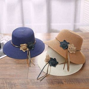 Wholesale Woven Flowers Straw <b>Bucket</b> Hat Women's Sun Hat <b>Small</b>-brimmed Sun-shading Seaside Beach Character Travel Fishing Hat - Product Image 1