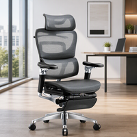 Chaise de bureau ergonomique en maille avec repose-pieds, appui-tête réglable et soutien lombaire, chaise d'ordinateur inclinable, pour l'étude