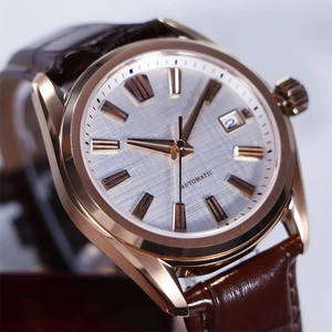 Reloj mecánico automático de 40mm para hombre, movimiento SEIKO, 10 Bar, resistente al agua, cristal de zafiro, reloj de vestir, correa de cuero, logotipo personalizado - Product Image 5