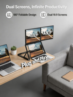Écran d'extension pour ordinateur portable 15,6 pouces White Label - Double moniteur pour la productivité au bureau et en voyage, écran IPS Full HD 1080P