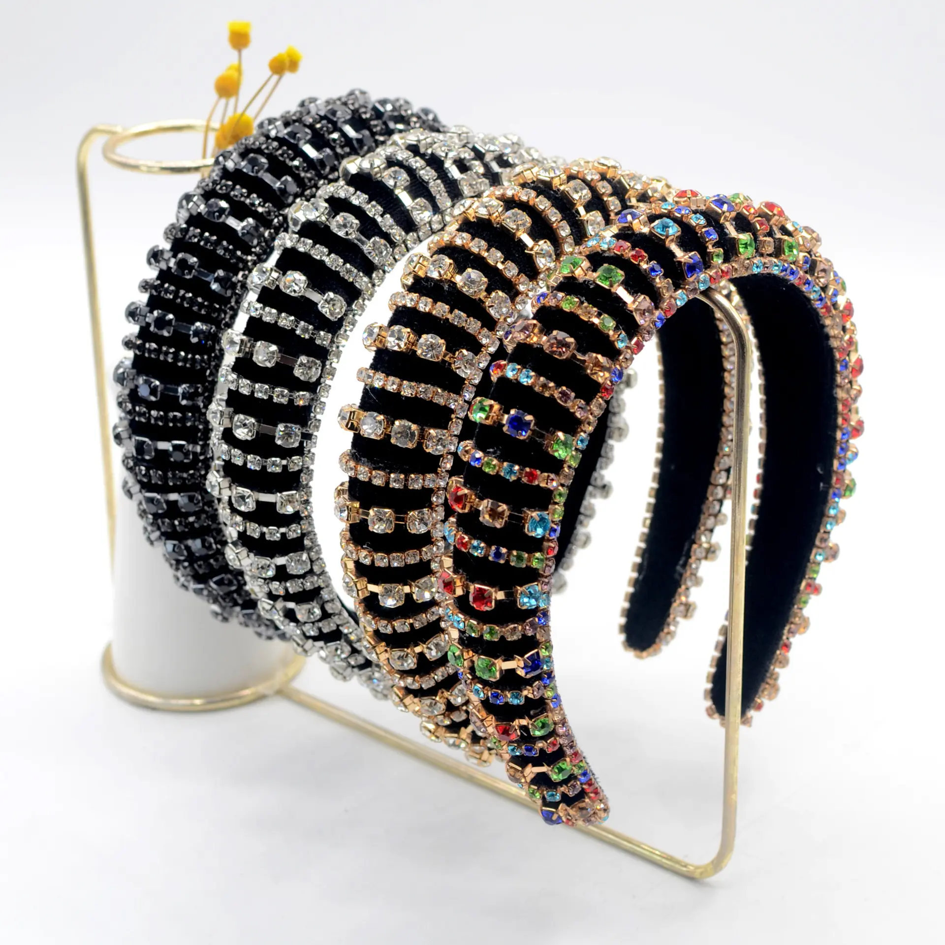 Fashion Colorful Diamond Jewelry Rainbow Crystal Headband Luxury Baroque Hair Accessories