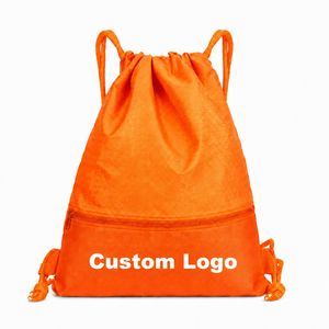 Sac à dos à cordon en polyester en gros, sacs à cordon personnalisés directement de l'usine, avec logo personnalisé, poche avant zippée, sac de sport, sac à dos de jour OEM - Product Image 3