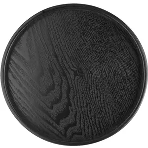 صينية سوداء دائرية كبيرة صينية تقديم ديكورية خشبية دائرية كلاسيكية