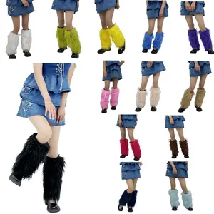 IDOIT Faux Fur Leg Warmers Boot Covers Lady Cute Knee-length Hipster Warm Sock Fashion Socks Furry Leg Warmers