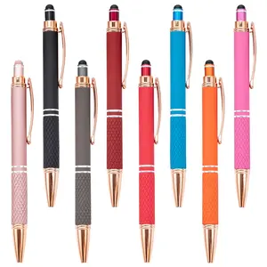 New Arrival High Quality Metal Ballpoint Pens Promotional Soft Touch Stylus Pens Customized Logo Rubber Ballpoint Pens
