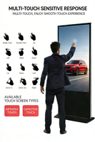 Máquina de Publicidad Inteligente HD con Pantalla Táctil Infrarroja para Interiores, de Pie, Negra, para Ascensores, Salas de Exposiciones, Vestíbulos, 4K, OEM, ODM