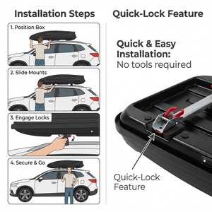 Boîte à bagages <span class=keywords><strong>de</strong></span> <span class=keywords><strong>toit</strong></span> <span class=keywords><strong>de</strong></span> voiture au design <span class=keywords><strong>large</strong></span> et fin, faible bruit du vent, antichoc, pour les voyages longue distance en famille - Product Image 3