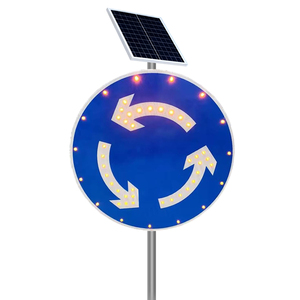 Señales de Tráfico LED Circulares Intermitentes de Aluminio para Seguridad Vial, Personalizables, de 800 mm, 16 V, 5 W, Solares, Azules, para Rutas Urbanas - Product Image 1