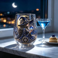 Halloween-Thema Eiförmiger Glas-Trinkbecher Himmlische Magie Kristallkugel Stielloses Weinglas für Alle Getränke