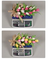 Couronnes décoratives en gros, plantes, tulipes, anneaux floraux lumineux en mousse, pour porte d'entrée, fêtes, mariages, décoration murale, fleurs artificielles