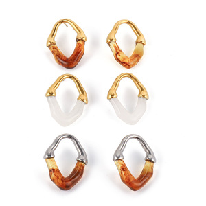 Bijoux pour femmes, boucles d'oreilles créoles en acier inoxydable haut de gamme, style français, couture creuse, design irrégulier, pour un luxe discret, niche vintage - Product Image 5