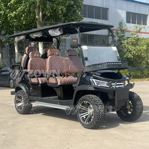 Electric Golf Cart 6 Seats Black Roof With Brown <b>Upholstery</b> And Rear Rack - Product Image 5