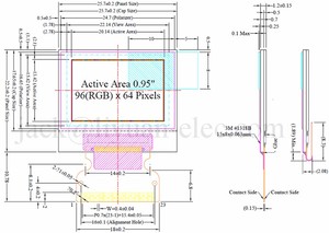 0.95 inç 96x64 tam renkli SSD1331 9664 <span class=keywords><strong>oled</strong></span> 23 pin spi paralel UG-9664HDDAG01 VGM096064A2F10 <span class=keywords><strong>lcd</strong></span> <span class=keywords><strong>oled</strong></span> ekran paneli - Product Image 3