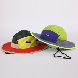 Sombrero Boonie de ala grande plegable de alta calidad, gorra de nailon de poliéster para acampar de secado rápido, sombreros de cubo personalizados de malla con cuerda - Product Image 2