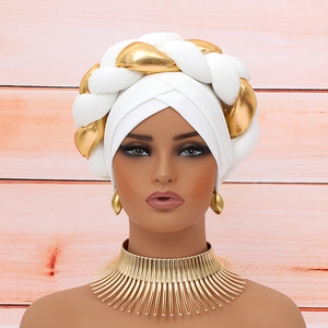 Gele Phi Headtie Đẹp Không Gian Lớp Hai Màu Bện Khăn Phụ Kiện Tóc Aso Oke Nigeria Phụ Nữ Turban <span class=keywords><strong>Hat</strong></span> - Product Image 4