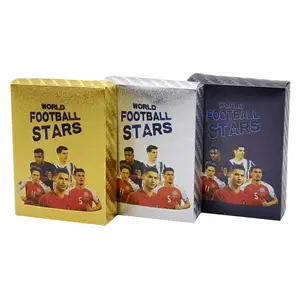 55PCS/Box PVC Star Card Gold Black Sliver FIFAS Worlds Cups Football Star Messi Cards Ronaldo Color Print Flash Carte Collection