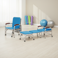 Lit d'accompagnement médical pliable Hochey avec structure en acier inoxydable et revêtement en PVC, mobilier hospitalier