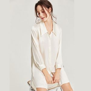 <span class=keywords><strong>Camicia</strong></span> da <span class=keywords><strong>Notte</strong></span> da Donna 2026 in Seta 100% con Scollo a V, Maniche Lunghe e Tasche, Vestito Pigiama Casual al Ginocchio per l'Estate - Product Image 2