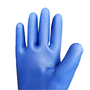 Gants en PVC bleus givrés résistants à l'huile, entièrement texturés, antidérapants, de protection chimique industrielle - Product Image 1