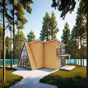 Tiny <strong>House</strong> Flat Pack Prefabricated 3 Bedroom <strong>Wooden</strong> <strong>House</strong> With Steel Material Unique Triangle Design - Product Image 2