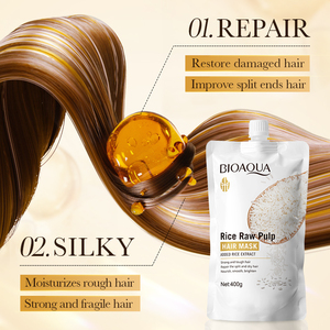 La nueva mascarilla para el cabello BIOAQUA Rice Protoplasm de etiquetas privadas es esponjosa y nutre repara el cabello dañado e ilumina el color del cabello - Product Image 5