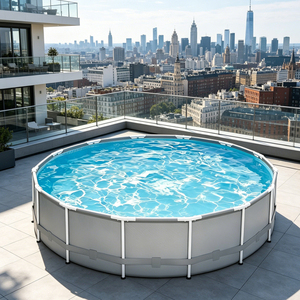 Piscine hors sol ronde en acier avec structure prismatique facile à monter, 10 pieds x 30 pouces, piscine familiale professionnelle pour l'extérieur - Product Image 4