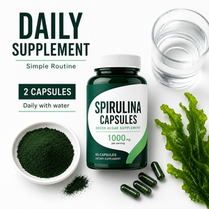 Suplemento de Espirulina de Alta Calidad con Certificación ISO22000/HACCP/GMP/HALAL, Extracto de Espirulina Verde Orgánica en Cápsulas Azules, Mejora la Salud - Product Image 3