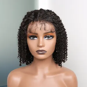 Raw Virgin 13x4 Front Kinky Curly Wig Natural Double Drawn Human Hair Vietnamese Bob HD Lace Frontal Wigs