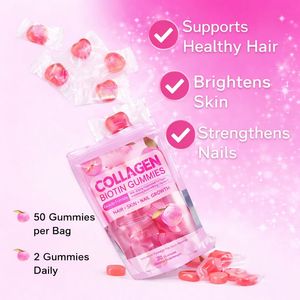 Bonbons gélifiés végétaliens à faible teneur en <span class=keywords><strong>sucre</strong></span>, marque privée, fourrés au biotine et aux protéines, gommes au collagène pour lutter contre le vieillissement - Product Image 2
