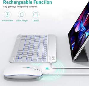 7-Color Backlit Rechargeable Wireless Keyboard & <b>Mouse</b> <b>Bluetooth</b> Keyboard and <b>Mouse</b> Combo for iPad - Product Image 6