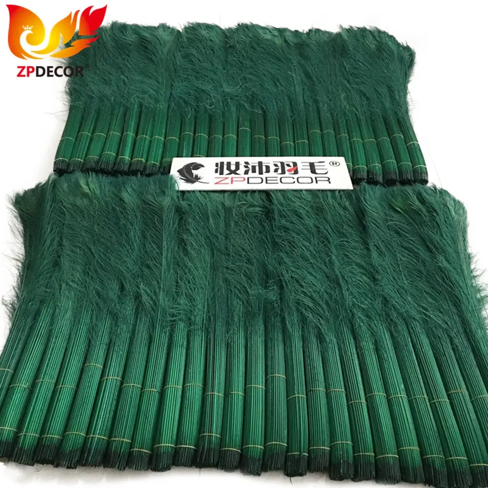 최고 공급 업체 ZPDECOR 도매 저렴한 염색 숲 녹색 긴 공작 꼬리 깃털 카니발 의상 디자인
