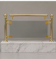 Rampe d'escalier de luxe en acier inoxydable doré avec base en marbre, moderne, pour balcon intérieur, hôtel, villa, résistant à la rouille, pour la maison