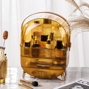 Boîte de rangement cosmétique de luxe translucide avec tiroirs, organisateur de maquillage couvert de 18L pour soins de la peau et rouges à lèvres, portable et anti-poussière - Product Image 5