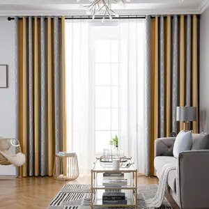 Bindi cortina de blackout personalizada, cortina de cores com emenda de bloco único para sala de estar
