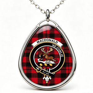 Colgante con el Escudo del Clan MacDonald, Chapado en Plata, Acero Inoxidable, Forma de Lágrima, Diseño Tartán Tradicional, Amuleto de Recuerdo - Product Image 2