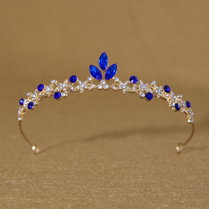 بيع بالجملة التيجان الباروك الملونة الكريستال الزفاف الزفاف أحمر أخضر أزرق اللون النساء التيجان - Product Image 4