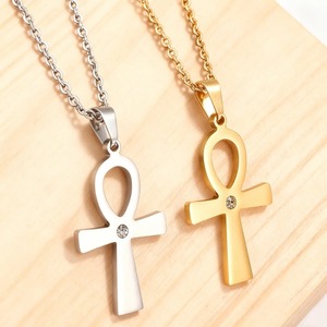 Collar con Colgante Cruz Ankh Egipcio Antiguo de Acero Inoxidable Retro para Mujeres y Hombres, Amuletos de Oración, Cadena, Joyería Religiosa de Metal - Product Image 6