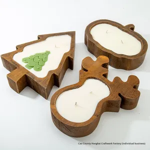 Porte-bougie et plateau <span class=keywords><strong>de</strong></span> présentation <span class=keywords><strong>en</strong></span> <span class=keywords><strong>bois</strong></span> massif <span class=keywords><strong>en</strong></span> forme <span class=keywords><strong>de</strong></span> sapin <span class=keywords><strong>de</strong></span> <span class=keywords><strong>Noël</strong></span> pour l'aromathérapie - Product Image 1