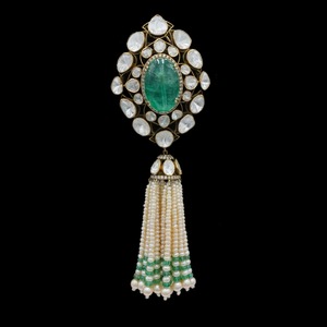Broche indio inspirado en oro de 14 quilates con colgante de diamantes Royal Polki para mujer, joyería de lujo para mujeres y niñas, para bodas y fiestas. - Product Image 2