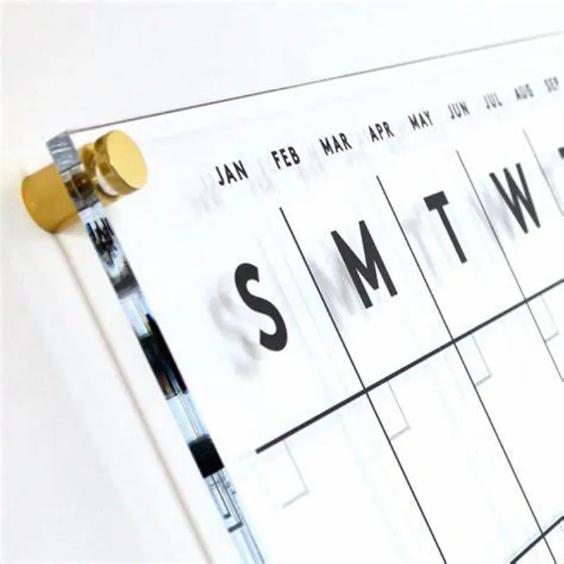 Custom Printing 18x24 inch Acrylic Calendar Reusable Clear Acrylic Sign Monthly Planner Wall Mounted Acrylic Wall Calendar