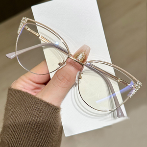 女性と男性のための2025新着レトロファッション猫目デザイナー眼鏡ブルー抗放射線フォトクロミックメガネ - Product Image 3