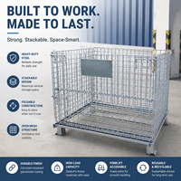 Cage en métal empilable galvanisée à chaud, robuste, pliable, en treillis métallique, pour le stockage de marchandises en entrepôt
