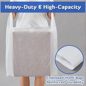 ถุงช้อปปิ้งพลาสติก PE สีขาวขนาดใหญ่พิเศษ ย่อยสลายได้ ใช้ซ้ำได้ ทนทาน สำหรับเสื้อผ้า ของชำ มีหูหิ้ว 100 ชิ้น - Product Image 4