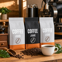 Sacs à café carrés à fond plat personnalisés JIAHE avec valve, anti-odeur, 250g 500g 1kg 5lb 80oz, emballage noir
