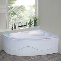 Baignoire Spa Triangulaire Intérieure Design Traditionnel Encastrable Écologique Autoportante en Acrylique avec Drain et Accoudoir pour Salle de Bain