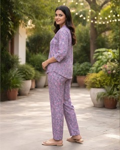 Conjunto de Kurta/Kurti de Algodón Morado para Mujer, el Más Vendido, Moderno, para Oficina, Casual, Fiesta, de Secado Rápido, con Estampado Digital - Product Image 3