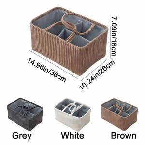 Personalized Name Corduroy Storage <b>Basket</b>, Nursery Decor, <b>Laundry</b> Hamper, 3D Yarn Name, Soft, <b>Foldable</b>, Housewarming Gift - Product Image 6