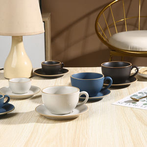 Ensembles de dîner de tasse à café et de soucoupe de Chine avec la couleur de jante de ligne d'<span class=keywords><strong>or</strong></span> - Product Image 3