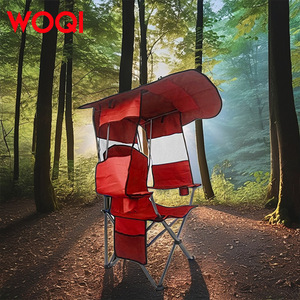 เก้าอี้พับ Woqi 2 in 1 พร้อมหลังคาบังแดด สำหรับตั้งแคมป์ชายหาดกลางแจ้ง ขนาด 58x58x90 ซม. พกพาสะดวก น้ำหนักเบา สีแดง - Product Image 3